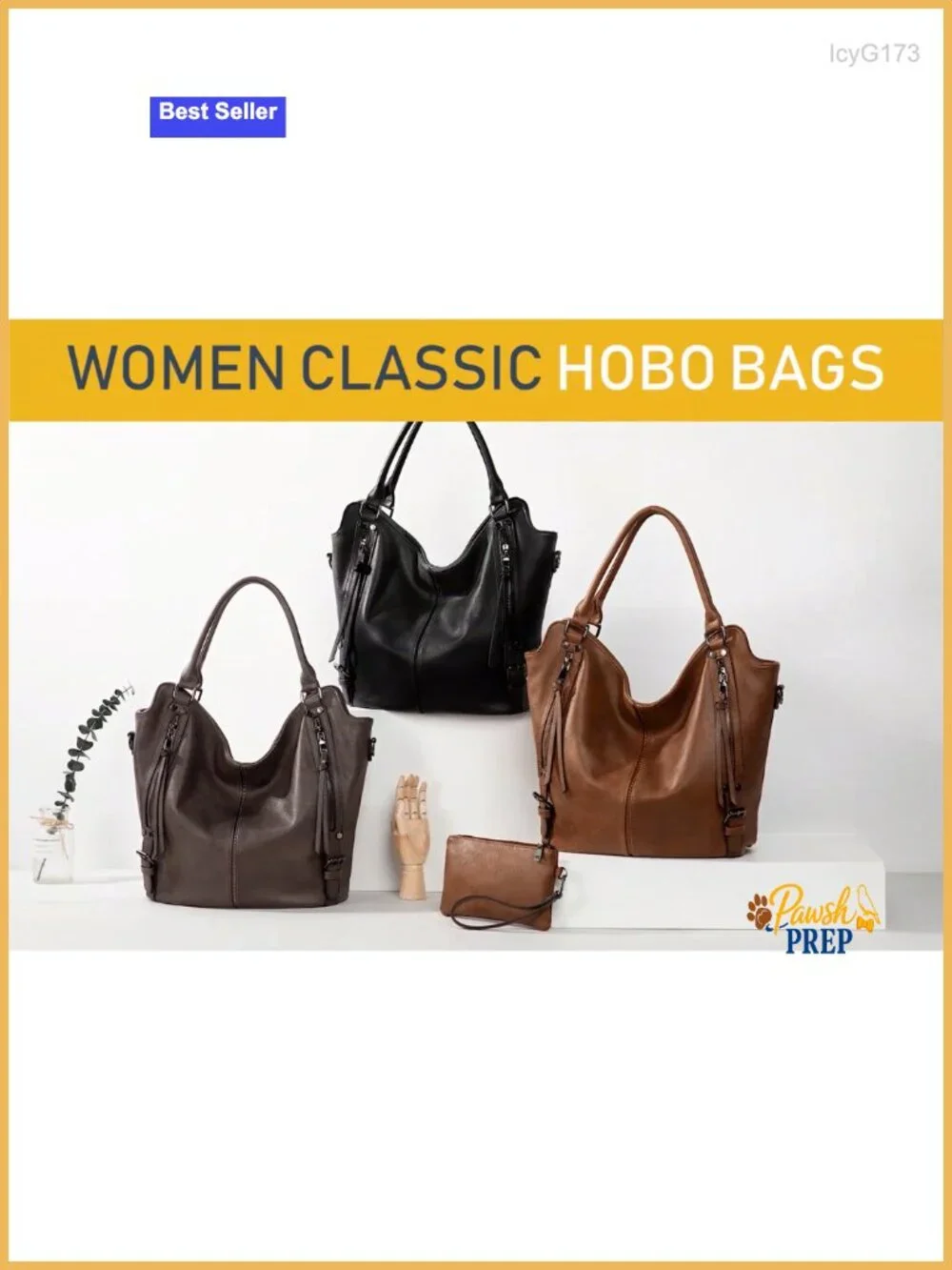 Women PU Leather Hobo Shoulder Bag Large Tote Purse with Adjustable Strap